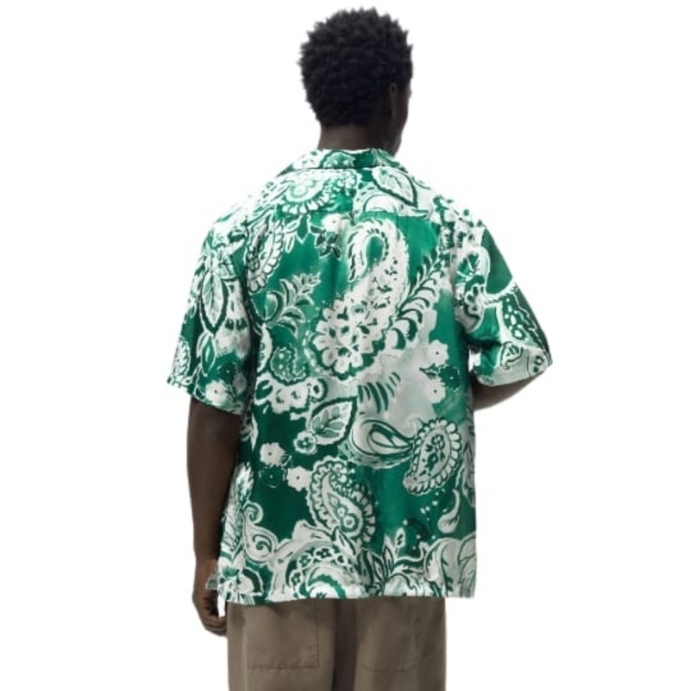 ZARA FLORAL PRINT SHIRT GREEN | 2187/300 - Picture 2 of 6